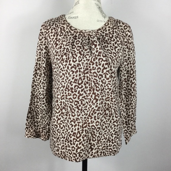 J. Crew Tops - J Crew Linen Leopard Print Top